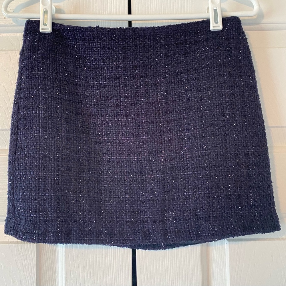 Monteau Navy Tweed Mini Skirt, S